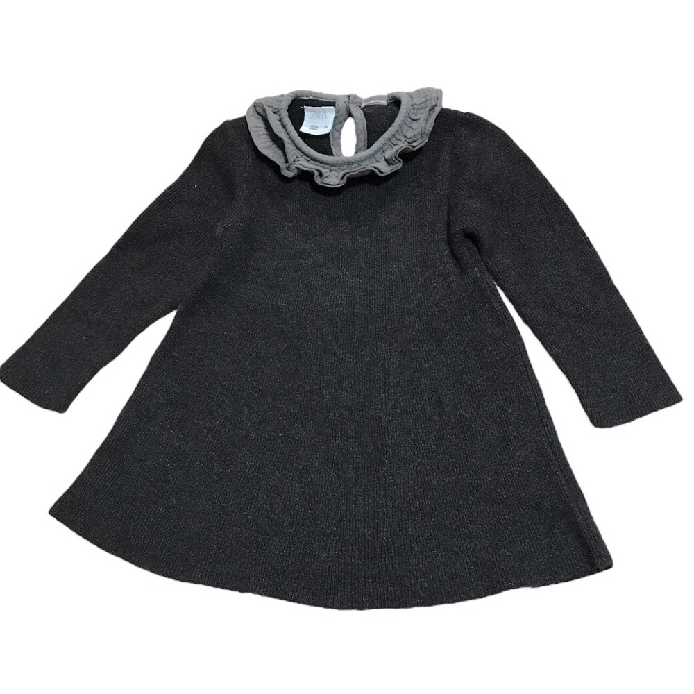 Zara toddler charcoal knit sweater dress